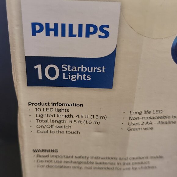 Set of 2 Philips Battery Operated Color Changing STARBURST Lights Holiday Decor - Picture 6 of 7